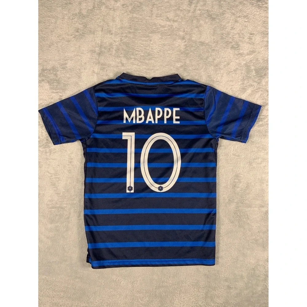 Fff Kylian Mbappe France National Team Jersey Unisex Size 24 Blue Youth Soccer